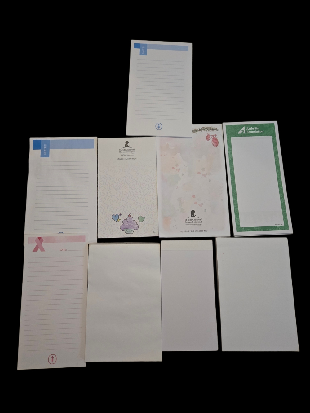 Lot Of 9 Note Pads  Used Differing Amount Of Paper On Each One